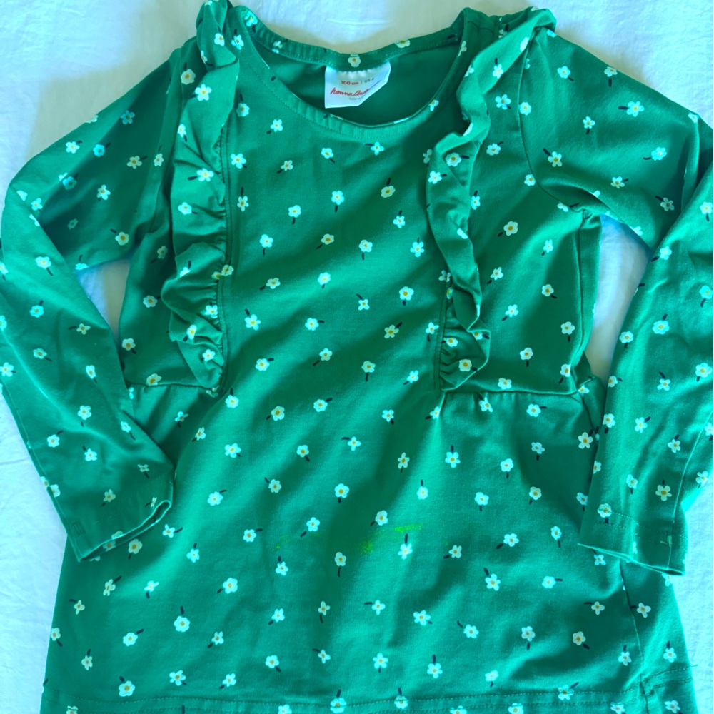 Girls Hanna Anderson Floral Green Top
